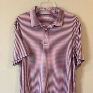 J Crew Golf Polo Shirt Men Size XL Performance Blue Pink Striped with Stretch